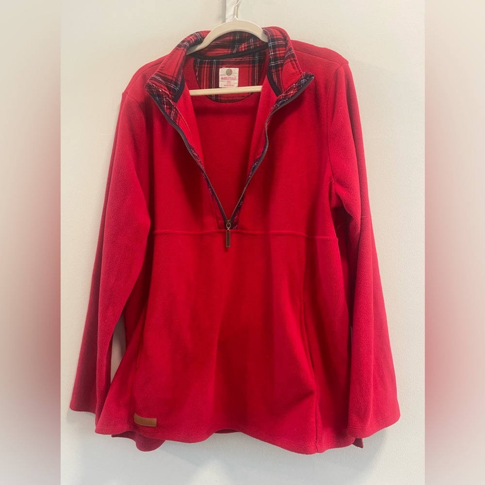 MARLEYLILLY Women’s Red Quarter Zip Fleece Top 2XL